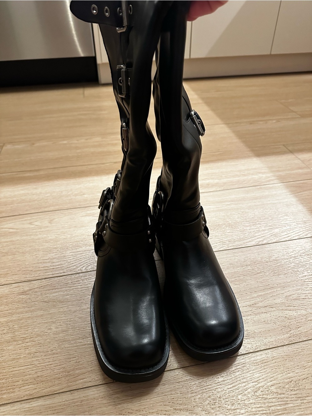 Dream Pairs Black Over-the-Knee Buckle Boots